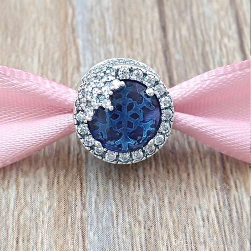 Pandora Blue Dazzling Snowflake Silver Charms with Cubic Zirconia - Authentic and Brand New