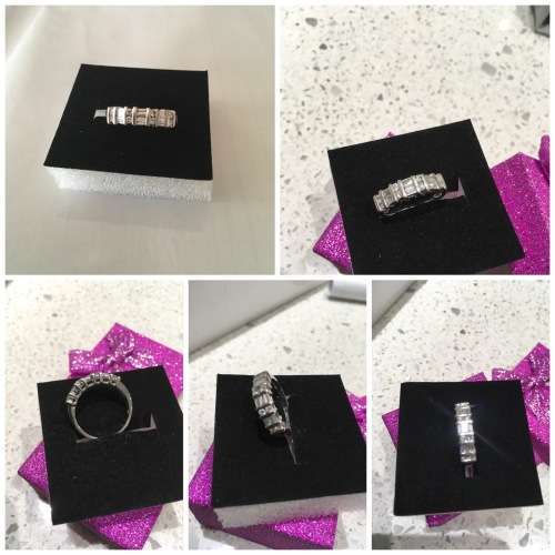 Solid 18k White Diamond Half Eternity Ring - Beautiful and Sparkling