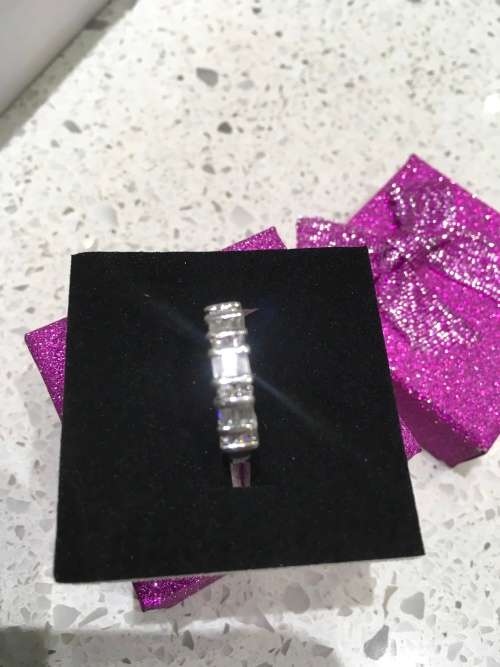 Solid 18k White Diamond Half Eternity Ring - Beautiful and Sparkling
