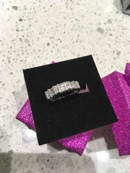 Solid 18k White Diamond Half Eternity Ring - Beautiful and Sparkling