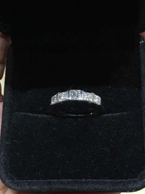 SOLID 9kt WHITE GOLD PRINCESS CUT Diamond Half Eternity Ring