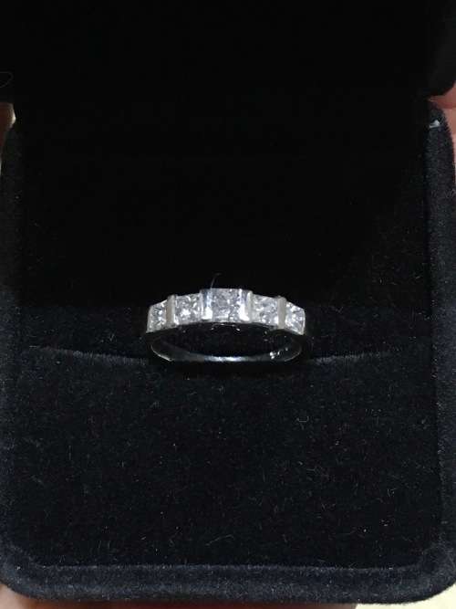 SOLID 9kt WHITE GOLD PRINCESS CUT Diamond Half Eternity Ring