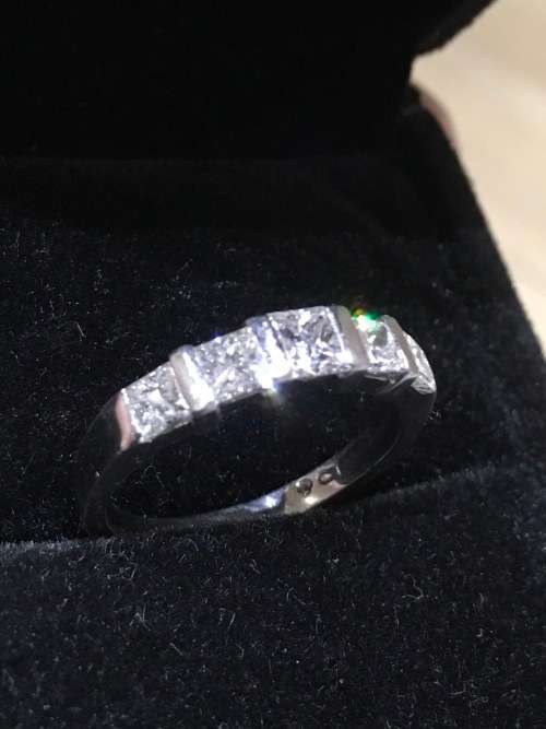 SOLID 9kt WHITE GOLD PRINCESS CUT Diamond Half Eternity Ring