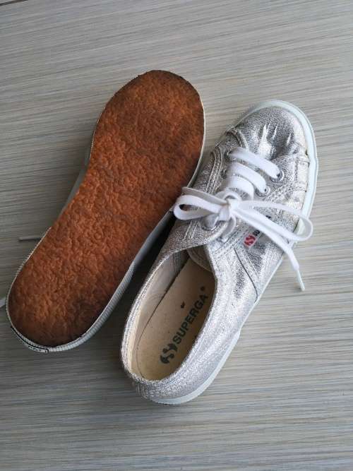 SUPERGA Classic SILVER Ladies Sneakers - Size 4 SA/UK