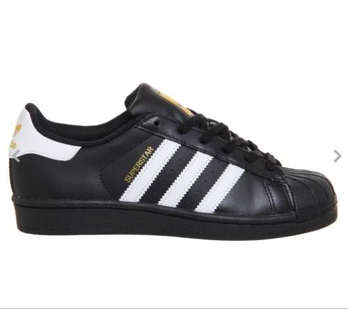 Womens Adidas Superstar BLACK WHITE FOUNDATION Trainers Shoes