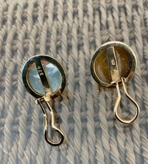 9K MABE PEARL CLIP EARRINGS YELLOW GOLD - Marked