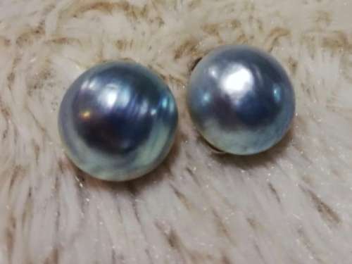 9K MABE PEARL CLIP EARRINGS WHITE GOLD - Marked