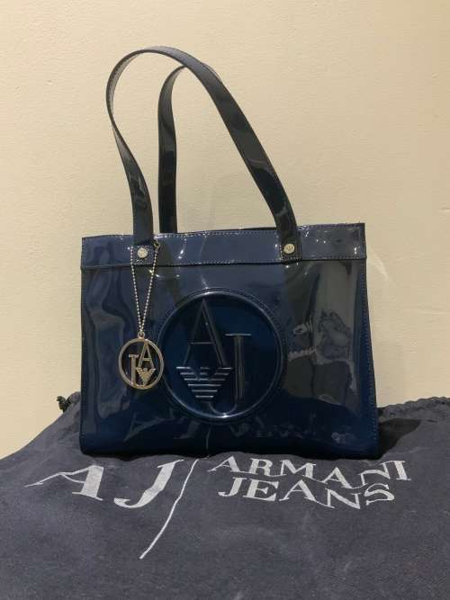 Armani Jeans Logo Patent Tote