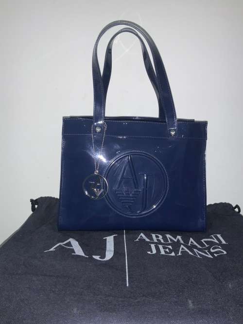 Armani Jeans Logo Patent Tote