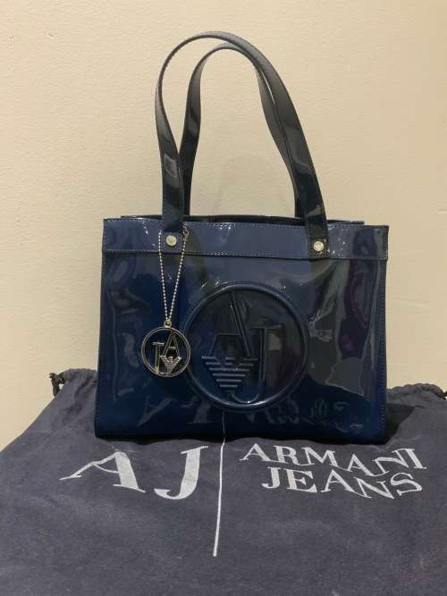 Armani Jeans Logo Patent Tote