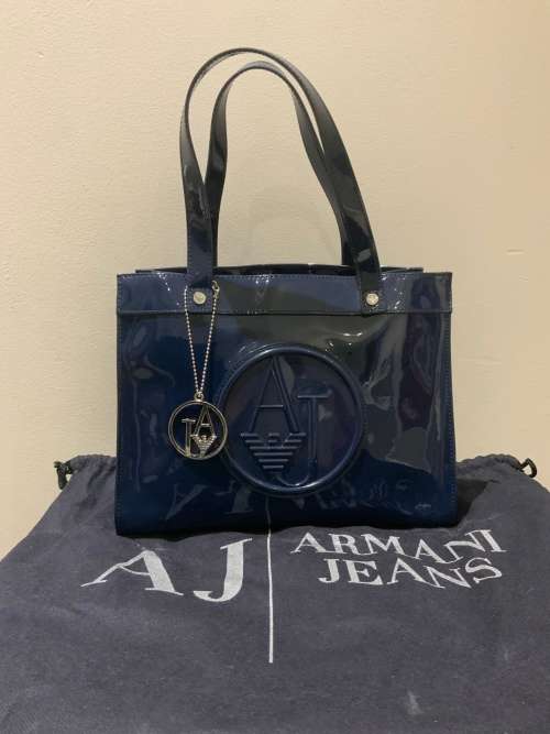 Armani Jeans Logo Patent Tote