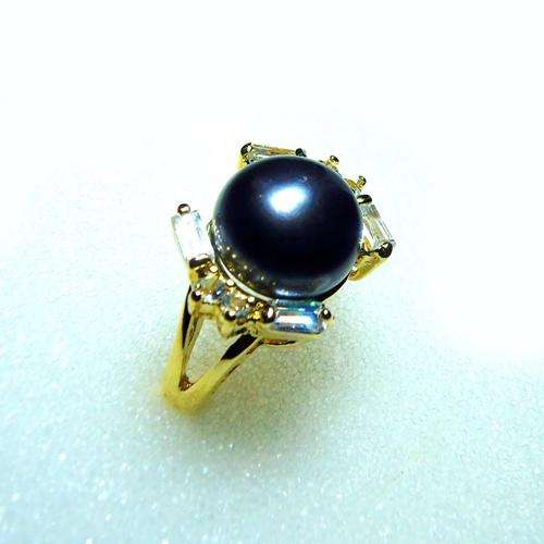 GORGEOUS RING WITH REAL FRESH WATER BLACK PEARL