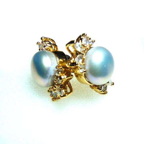 LOVELY ELEGANT EARRINGS WITH FRESH WATER GREY PEARL