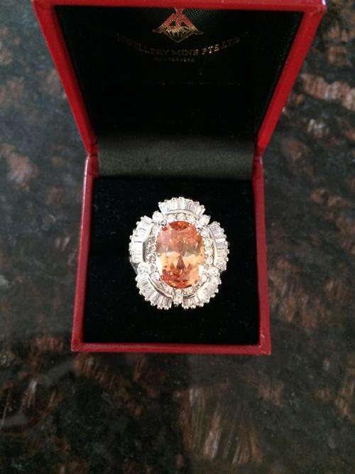 MAGNIFICENT HUGE ORANGE SAPPHIRE RING