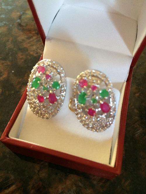 ELEGANTLY UNIQUE NATURAL RUBY AND EMERALD EARRINGS