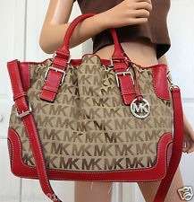MICHAEL Michael Kors Brookville Large Drawstring Tote, Red/Beige 100% Authentic -" jeanettep50 only