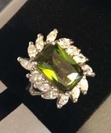 GORGEOUS HUGE SILVER PERIDOT RING