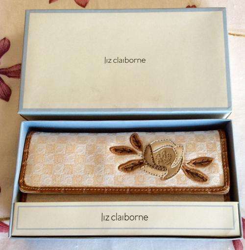 Liz Claiborne Flats Boxed Embroidered Checkbook Organizer Wallet - BRAND NEW