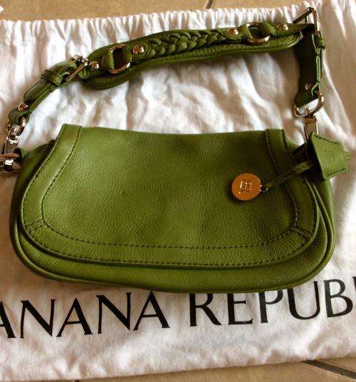 Banana Republic Leather Green Flap Hobo Handbag Satchel - BRAND NEW!!!