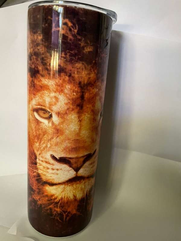 Hot & Cold Tall Tumbler (Mug ) - Lion print : "Men of Faith" : Great gift