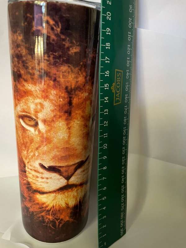 Hot & Cold Tall Tumbler (Mug ) - Lion print : "Men of Faith" : Great gift