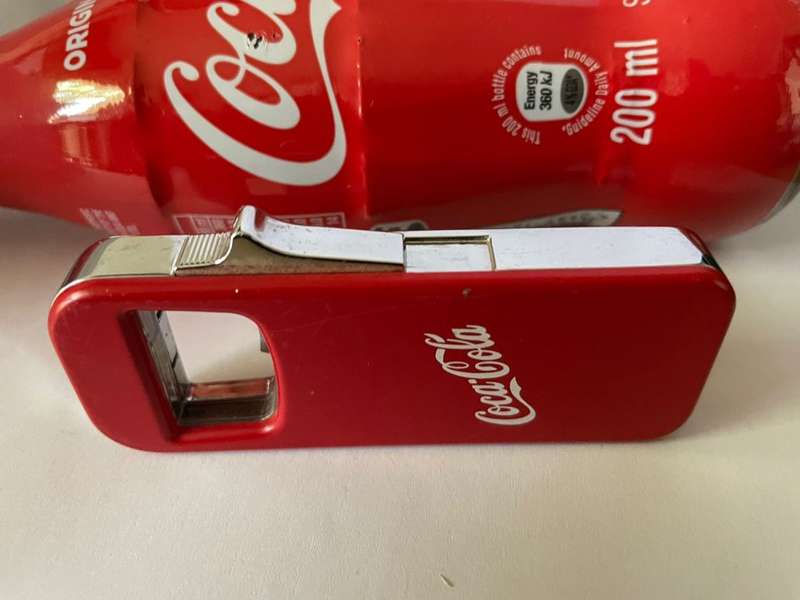 Coca Cola Memorabilia : Bottle Opener / Lighter & 200ml Glass Bottle