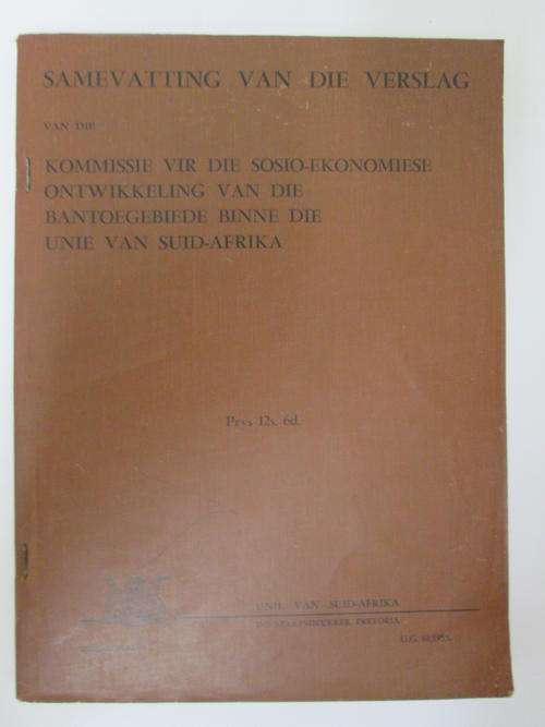 Samevatting van die Verslag van die Kommissie vir die Sosio-Ekonomiese Ontwikkeling van die Banto