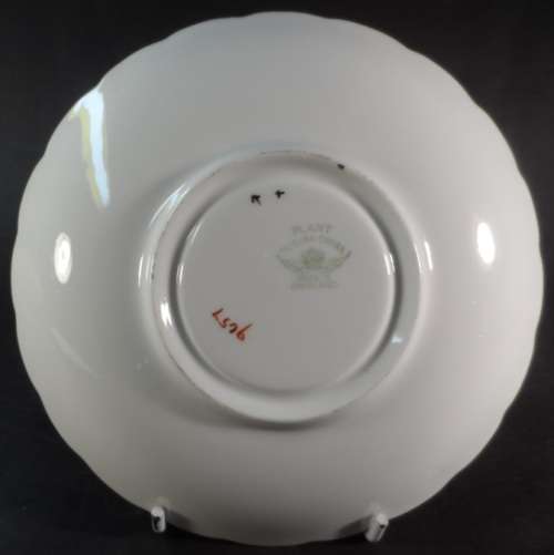 MJC49 PLANT TUSCAN ENGLISH FINE BONE CHINA , VINTAGE  TEA DUO  " HOLLYHOCKS DESIGN "