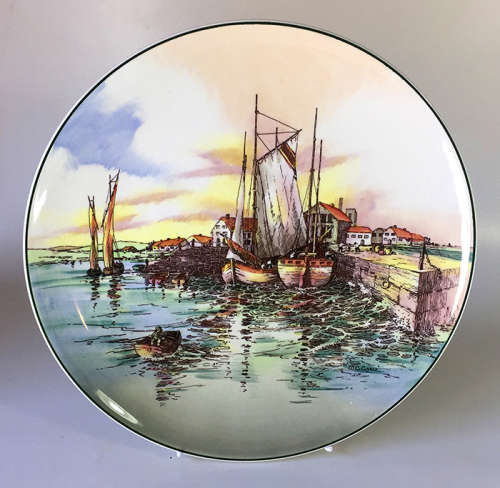 ROYAL DOULTON  ENGLISH TRANSLUCENT  CHINA COLLECTABLE  WALL PLATE   `HOME WATERS `  D6434