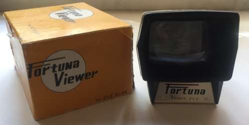 FORTUNA VIEWER   VINTAGE  2` X 2 ` SLIDE VIEWER IN ORIGINAL BOX , WITH  INSTRUCTION LEAFLET
