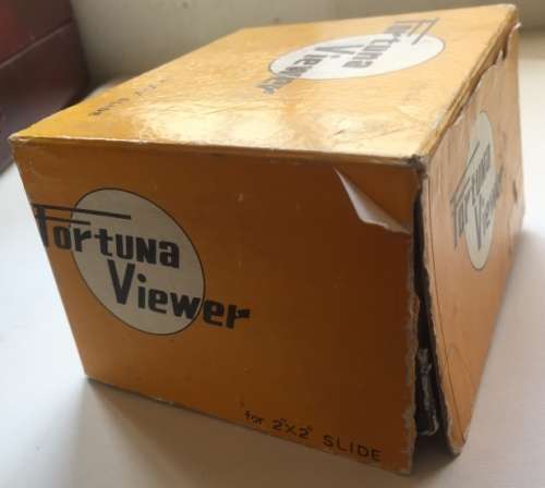 FORTUNA VIEWER   VINTAGE  2` X 2 ` SLIDE VIEWER IN ORIGINAL BOX , WITH  INSTRUCTION LEAFLET