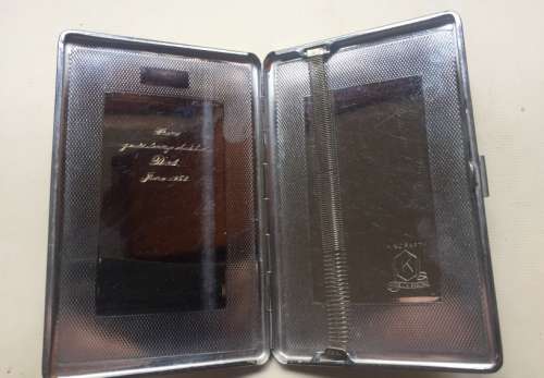VINTAGE KINCRAFT CHROME PLATED CIGARETTE CASE  C50,s COLLECTIBLE ` CORONATION OF ELIZABETH 1953