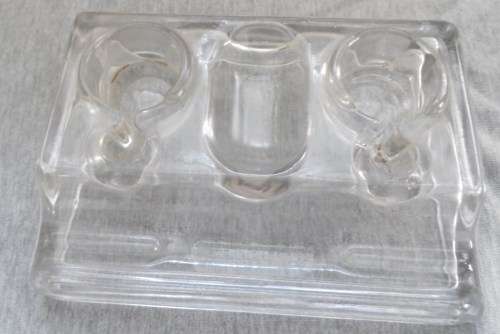 MOLDED GLASS VINTAGE PEN AND INK STAND