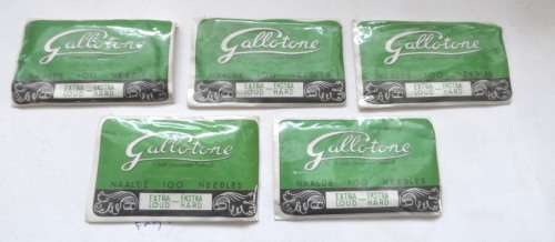 VINTAGE GALLOTONE STEEL, EXTRA LOUD, HARD GRAMOPHONE NEEDLES  FACTORY  SEALED ORIGINAL PACKS OF 100