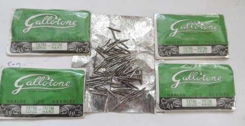VINTAGE GALLOTONE STEEL, EXTRA LOUD, HARD GRAMOPHONE NEEDLES  FACTORY  SEALED ORIGINAL PACKS OF 100