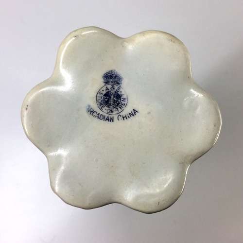 A and S ARCADIAN CHINA  VINTAGE HAT PIN HOLDER  EMBLAZONED WITH THE CREST OF ` FAIRFIELD BUXTON `