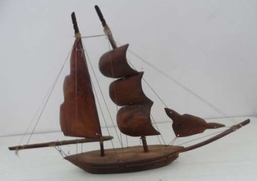 NAUTICAL DE`COR HAND-CARVED & MOLDED IMBUIA WOODEN SAILSHIP DISPLAY MODEL MADE IN THE SEYCHELLES ,