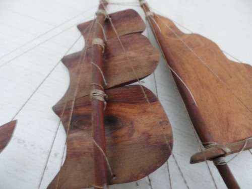 NAUTICAL DE`COR HAND-CARVED & MOLDED IMBUIA WOODEN SAILSHIP DISPLAY MODEL MADE IN THE SEYCHELLES ,