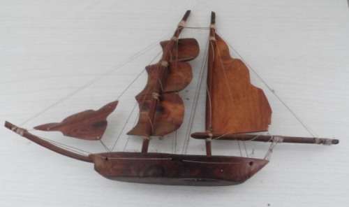 NAUTICAL DE`COR HAND-CARVED & MOLDED IMBUIA WOODEN SAILSHIP DISPLAY MODEL MADE IN THE SEYCHELLES ,