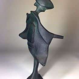 METAL SCULPTURE , GEISHA FIGURINE
