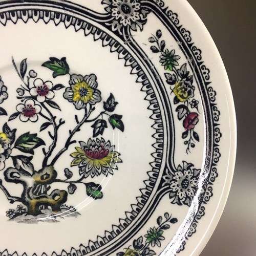 WOODS & SONS BURSLEM ` DORSET ` TAB HANDLED DEEP BOWL WITH UNDER PLATE