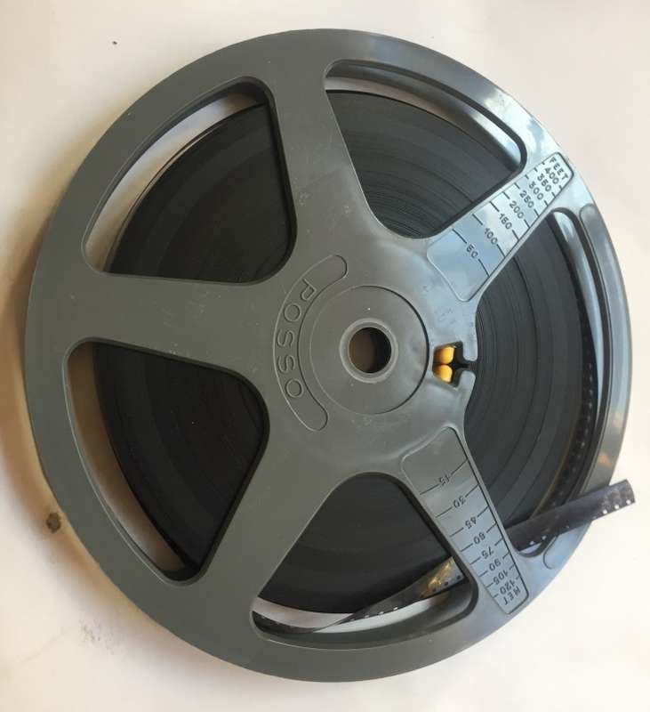 8 mm. FILM,POSSO REEL , IN POSSO , CLEAR CRYSTAL DUST CASE 75 mtr, 300 feet