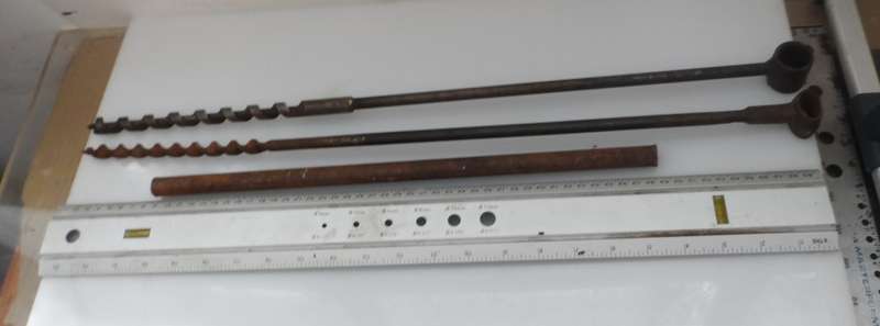 SOLID STEEL 60 cm / 24ins AUGER BITS & TOMMY BAR 1  x 5/8 ` , 1 x 3/8 `
