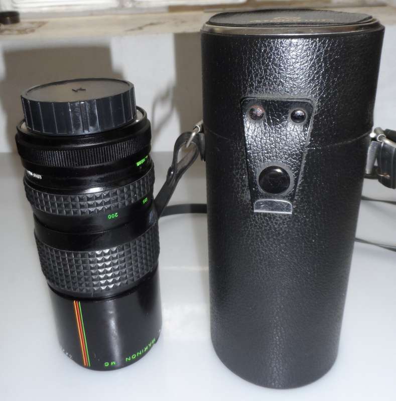 MAKINON ZOOM LENS IN HARD , DUST CASE , WITH SLING STRAP zoom 1:4,  6,   200 mm MACRO 1:4, -  10m