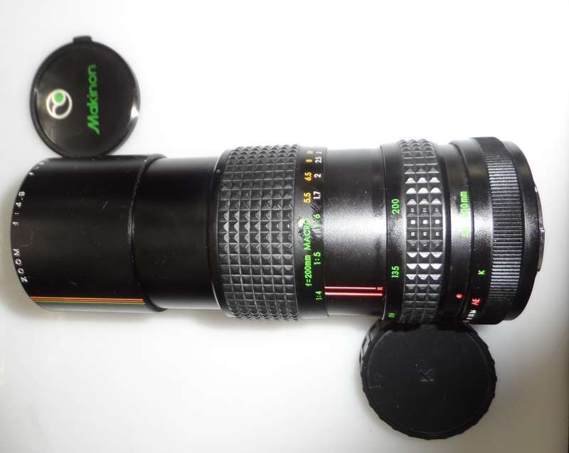 MAKINON ZOOM LENS IN HARD , DUST CASE , WITH SLING STRAP zoom 1:4,  6,   200 mm MACRO 1:4, -  10m