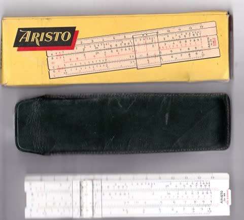 VINTAGE ARISTO - RIETZ No. 89 SLIDE RULE , IN PROTECTIVE POCKET POUCH , & ORIGINAL PACKAGING