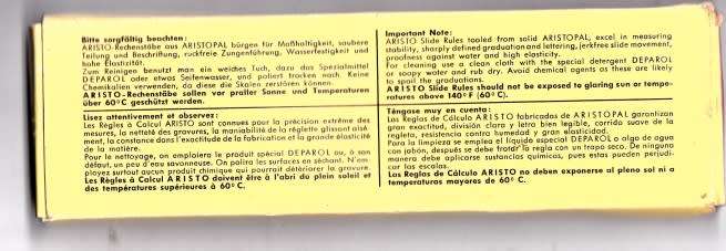 VINTAGE ARISTO - RIETZ No. 89 SLIDE RULE , IN PROTECTIVE POCKET POUCH , & ORIGINAL PACKAGING