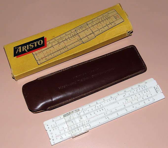 VINTAGE ARISTO - RIETZ No. 89 SLIDE RULE , IN PROTECTIVE POCKET POUCH , & ORIGINAL PACKAGING