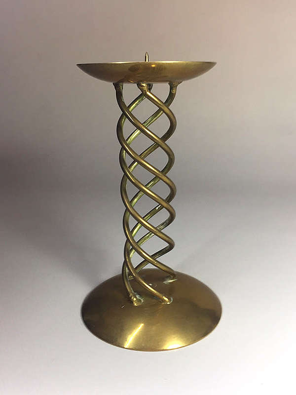 SOLID BRASS ,DOUBLE HELIX DESIGN , CANDLE STICK HOLDER