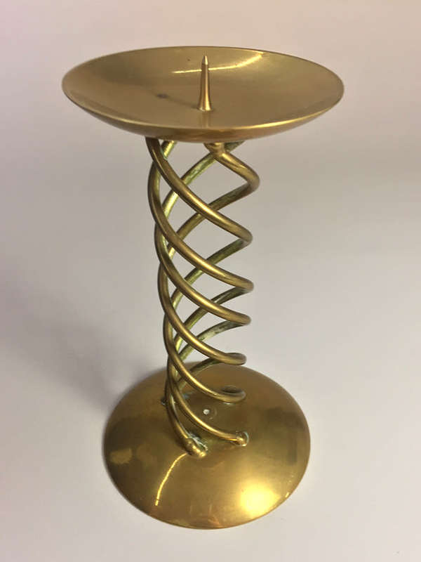 SOLID BRASS ,DOUBLE HELIX DESIGN , CANDLE STICK HOLDER